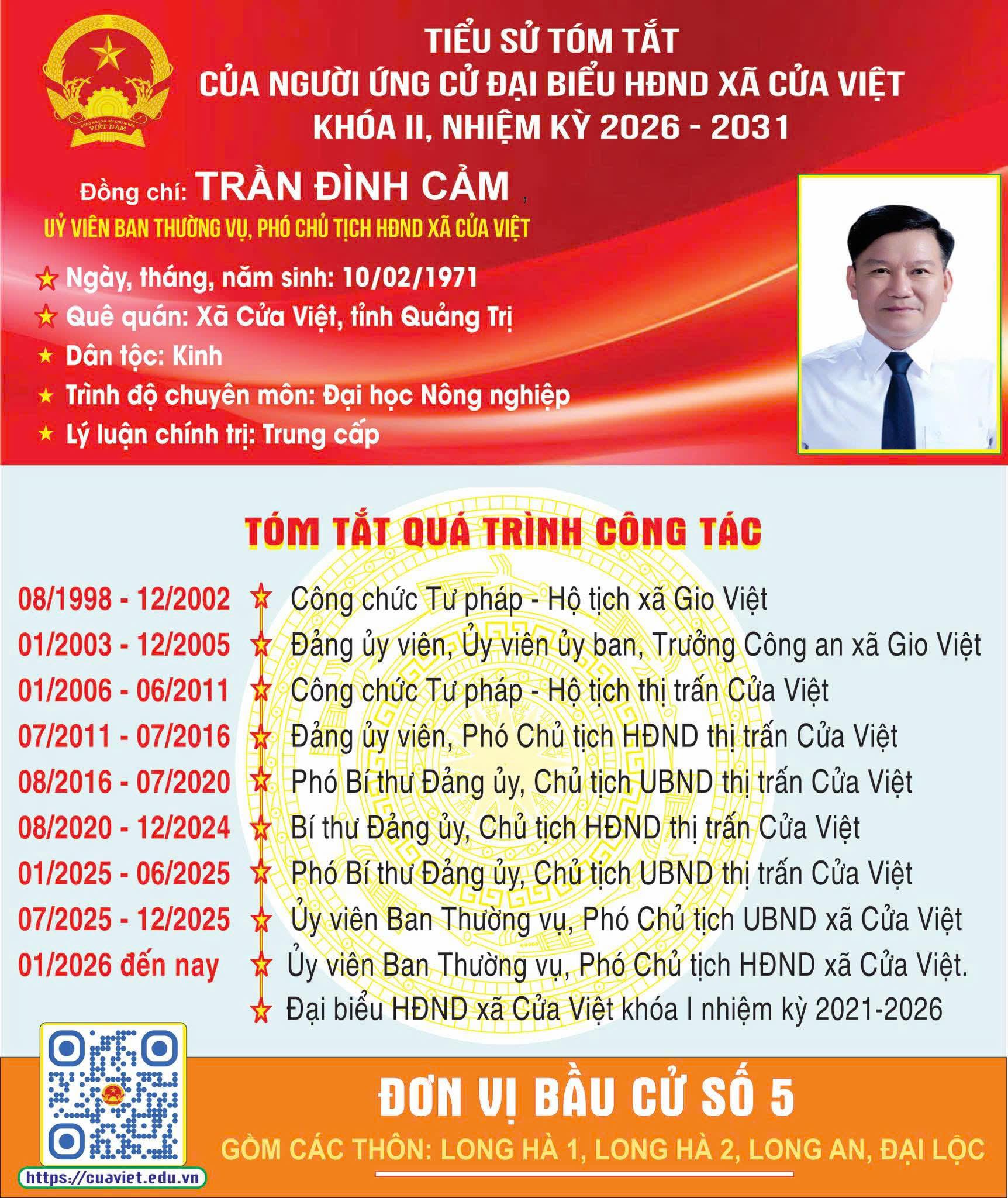 Đồng chí Trần Đình Cảm, UVBTV, Phó Chủ tịch HĐND xã Cửa Việt